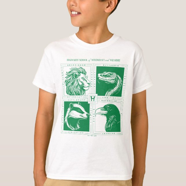Camiseta Animais das Casas de HOGWARTS™ Grid (Frente)