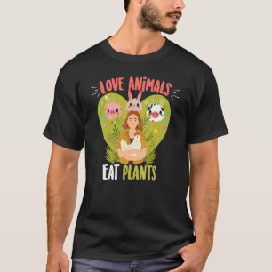 Camiseta Animais De Amor Comem Plantas Saudáveis Veggie Veg