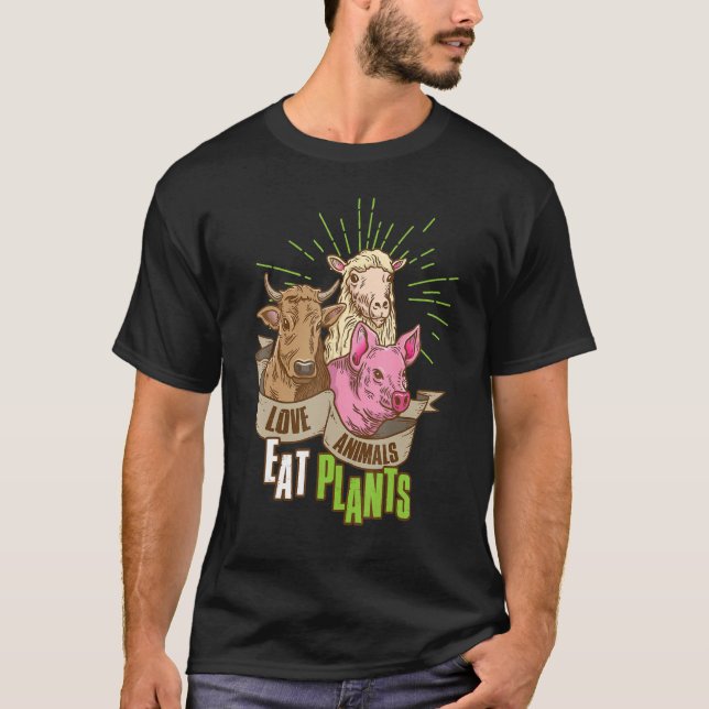 Camiseta Animais De Amor Comem Plantas Vegan (Frente)