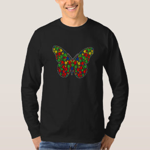 Camiseta Animais de borboleta Quebra-cabeça perfuram consci