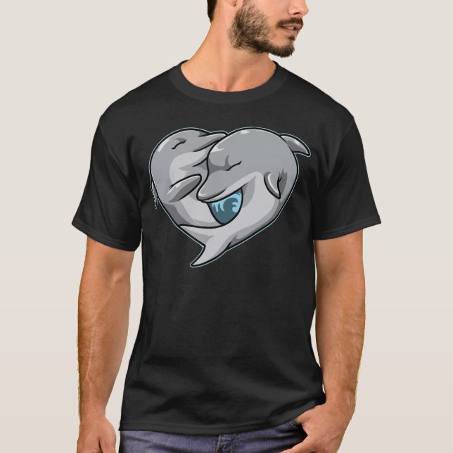 Camiseta Animais de Casal de golfinhos bonitos, em forma de (Frente)