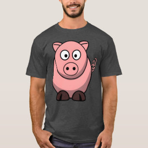 Camiseta animais de desenho animado porco vintage