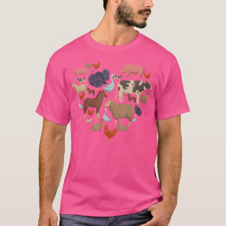 Camiseta Animais de Fazenda Coração Adoram Criação Vida Gal
