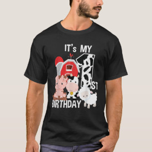 Camiseta Animais de fazenda de 1 ano É minha festa de prim