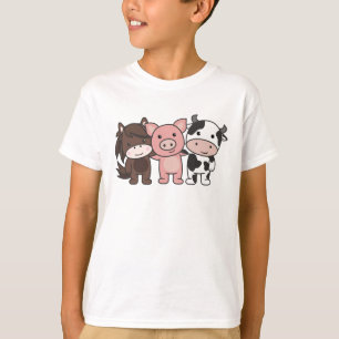 Camiseta Animais De Fazenda De Suíno De Coro De Vaca Para