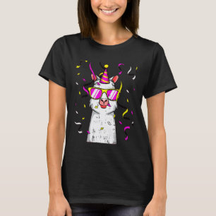 Camiseta Animais de Fazenda Fofos Llama Óculos de Sol Chapé