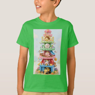 Camiseta Animais de Fazenda Fofos Torre Celeiro - Vaca Porc