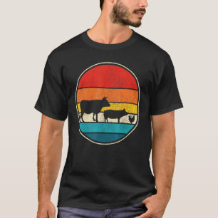 Camiseta Animais de Fazenda Vaca Porco Galinha Vintage Retr