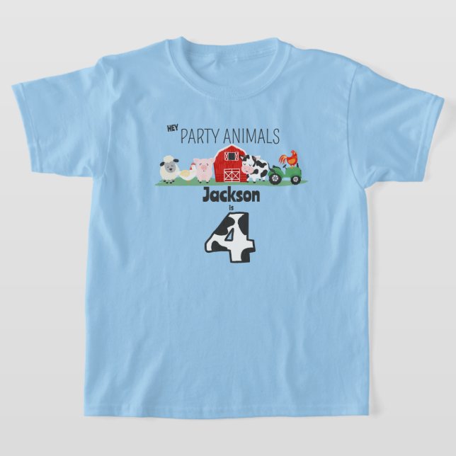 Camiseta Animais de Festa Aniversário de 4 anos Fazenda Ani (Postura )