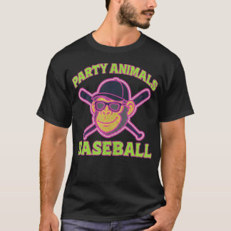 Camiseta Animais de Festa Engraçados de Beisebol Engraçados