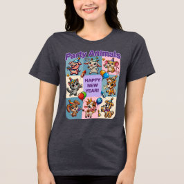 Camiseta Animais de festa "Feliz ano novo"
