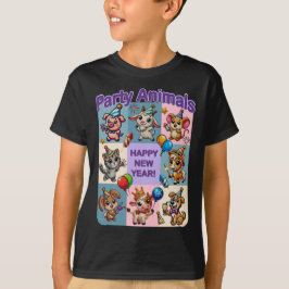 Camiseta Animais de festa "Feliz ano novo"