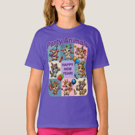 Camiseta Animais de festa "Feliz ano novo"
