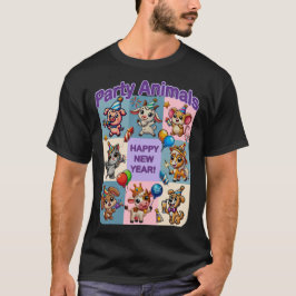 Camiseta Animais de festa "Feliz ano novo"