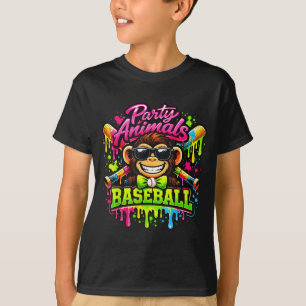 Camiseta Animais de festa meme beisebol macaco engraçado