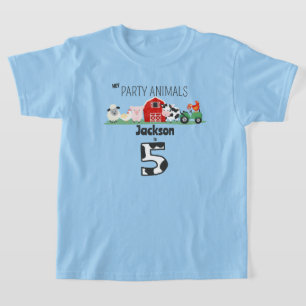 Camiseta Animais de festas 5 de Aniversário Fazenda de Aniv
