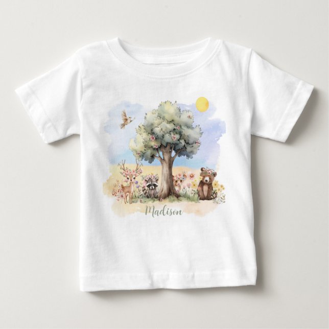 Camiseta Animais De Floresta Whimsical (Frente)