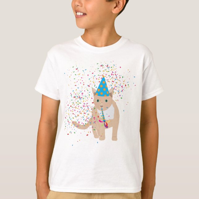 Camiseta Animais de Gato Engraçados Fazendo Festa (Frente)