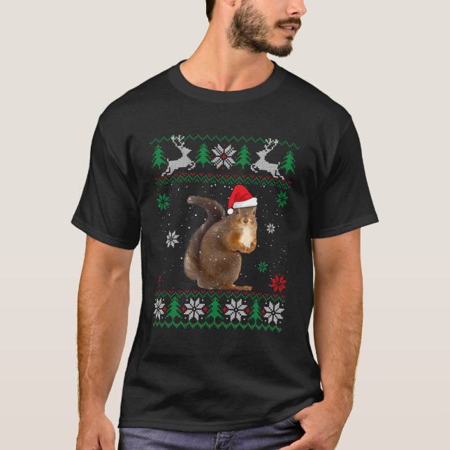 Camiseta Animais de Papai noel de Esquilo (Frente)