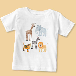 Camiseta Animais de Safari Bebê Fofo Aquarela
