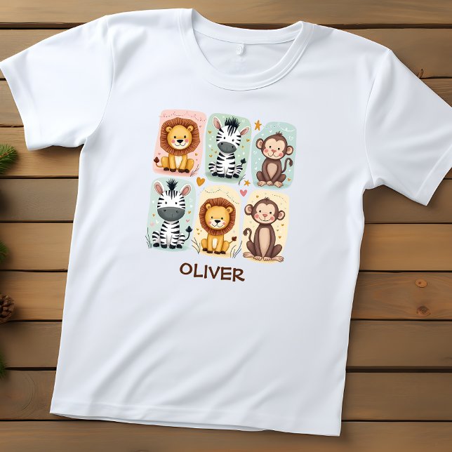 Camiseta Animais de Safari com Desenhos Caprichosos (Criador carregado)