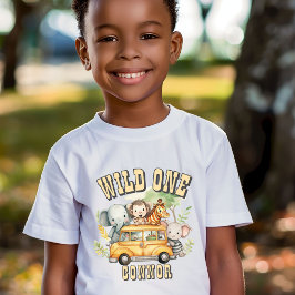 Camiseta Animais de safári de aniversário de meninos selvag