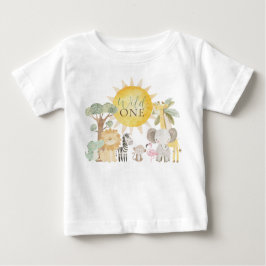 Camiseta Animais de Safári Nyala Primeiro Aniversário Selva