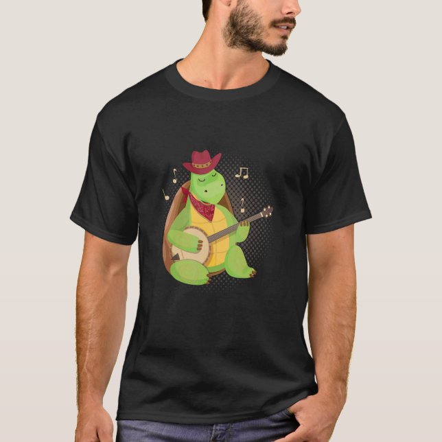 Camiseta Animais De Tartaruga Jogando Banjos Cordas Musicai (Frente)