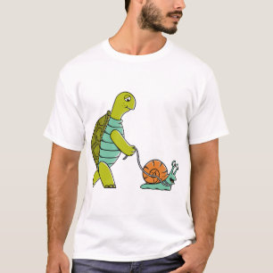 Camiseta Animais Divertidos Tartaruga E Caracol