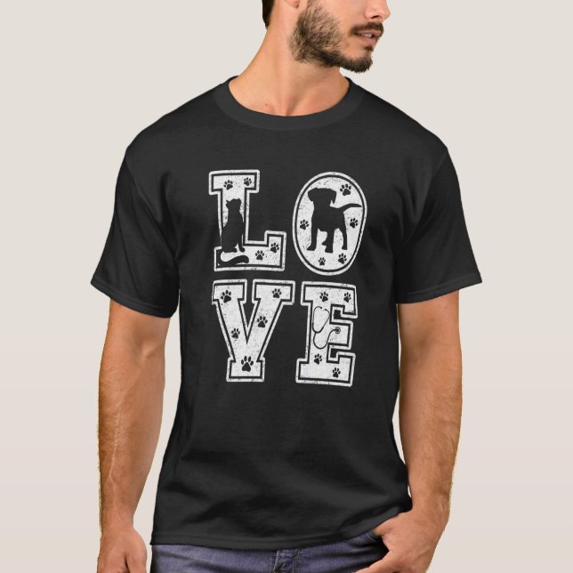 Camiseta Animais do Amor Vet Tech Retro Veterinarian Techni (Frente)