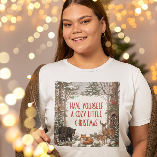 Camiseta Animais do Bosque Aconchegante Natal