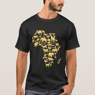 Camiseta Animais do Mapa da África Melanina História Negra