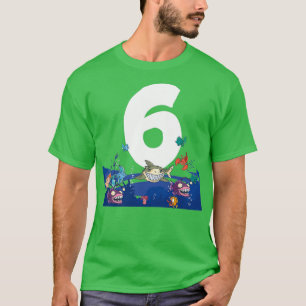 Camiseta Animais do Mar Peixes Aquário 6 de Aniversário Fes
