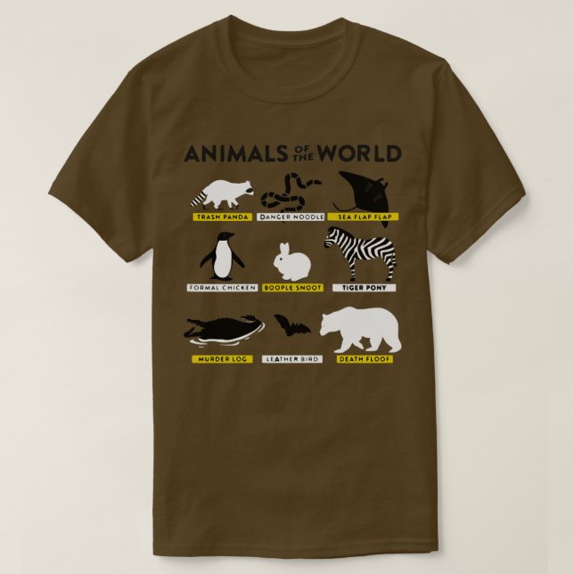 Camiseta Animais do Mundo e como são chamados de base (Frente do Design)