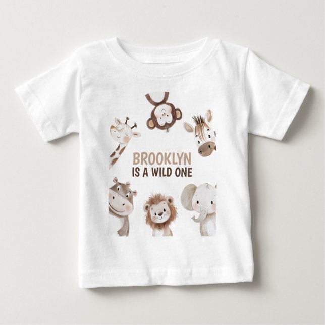 Camiseta Animais do Safari 1º Aniversário (Frente)