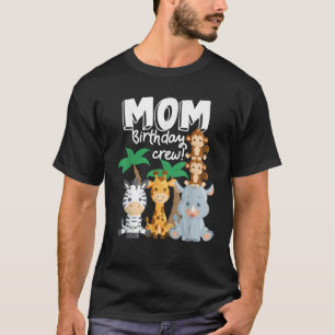 Camiseta Animais do Zoo Safari Mãe Tripulação de Aniversári