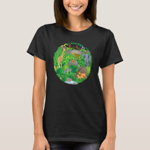 Camiseta Animais do Zoo Selva Safari Aniversário da Mãe Pai