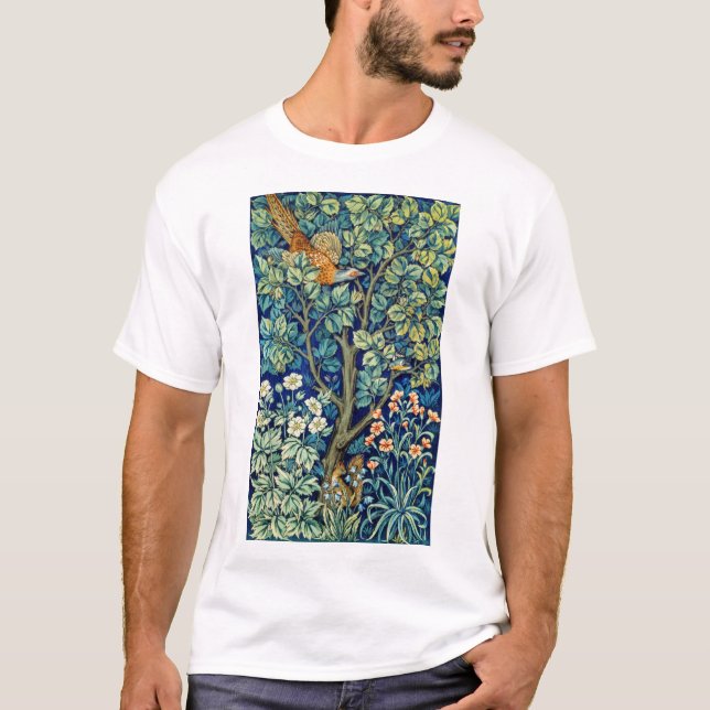 Camiseta Animais e Flores, Floresta, William Morris (Frente)