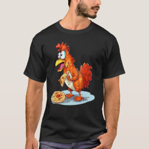 Camiseta animais e pizza de frango de fast food