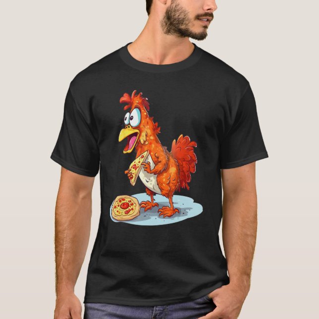 Camiseta animais e pizza de frango de fast food (Frente)