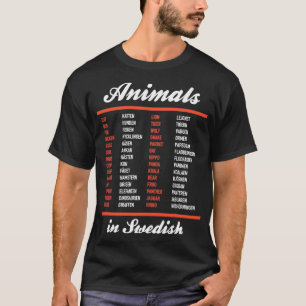 Camiseta Animais Em Folha De Cheiro Em Língua Sueca