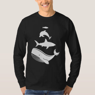 Camiseta Animais Empilhados Do Mar Tubarão De Baleia Silho