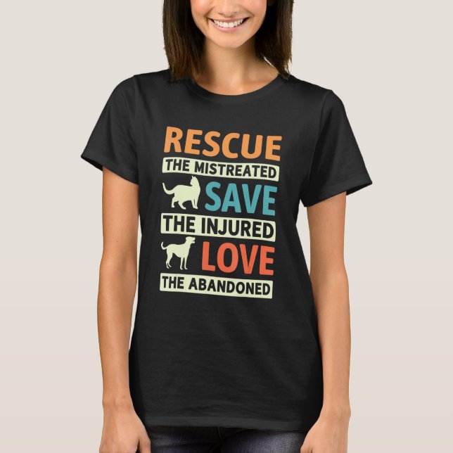 Camiseta Animais Enchidos Resgatados Com Amor Cachorro Cach (Frente)