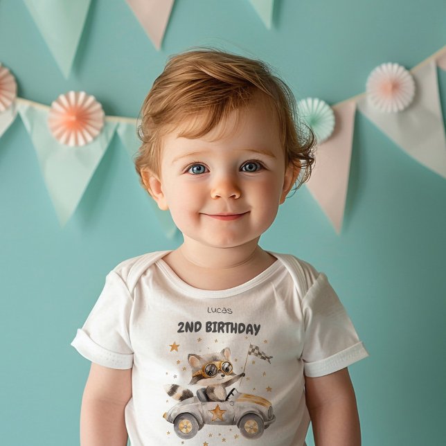 Camiseta Animais Engraçados Corridas de Carros 2º Aniversár (Criador carregado)