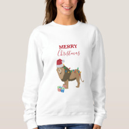 Camiseta Animais Engraçados do Leão de Natal com Papai Noel