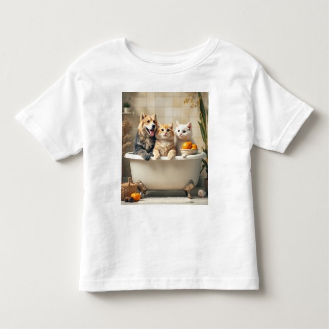 Camiseta Animais engraçados na banheira (Frente)