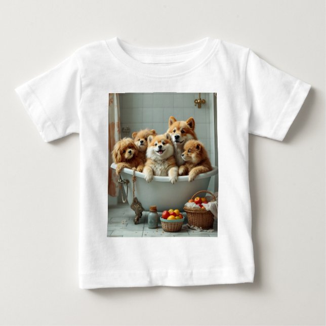 Camiseta Animais engraçados na banheira (Frente)
