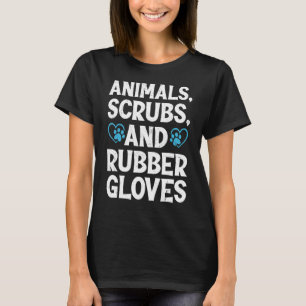 Camiseta Animais Esfregam Luvas De Borracha E Café Vet Tech