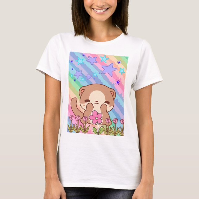 Camiseta animais, flores, cor (Frente)