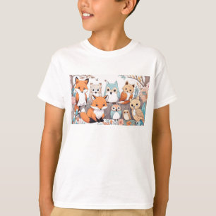 Camiseta Animais florestais - Raposa e Coruja
